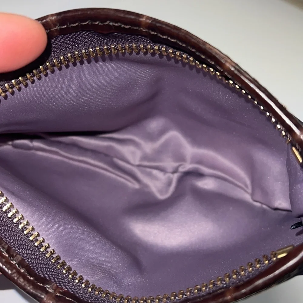 MZ Wallace Purple Eggplant Zip Pouch Clutch Bag